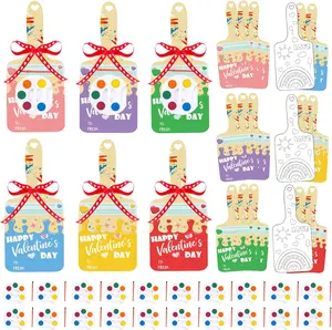 24 Pcs Valentines Day Gifts for Kids Class, Classroom Exchange Cards Mini Watercolor Paint Set, Preschool Art Party Favors, Watercolor Palette School Party Supplies