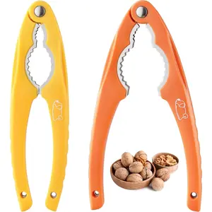 2 count NutCracker,  Stainless Steel Nut Crackers for  Nuts, Nutcracker Tool for Walnet, Pencan, Chestnut, Crab, Lobster and ,  Handle ( , Orange + Yellow)