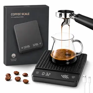 Coffee Scale with Timer, 3kg/0.1g Ultra-Precision Smart Scale, Rechargeable Digital Espresso Scale for Espresso/Pour-Over Coffee/Matcha, Portable Digital Kitchen Scale for Food, Black