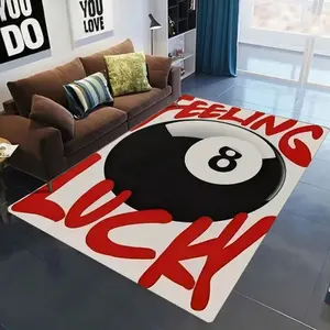 Lucky 8 Ball Billiards Flannel Area Rug - Feeling Lucky Pool Ball Print Soft Mat for Living Room & Game Room, Non-Slip Billiards Home Decor #Lucky8BallRug #BilliardsPoolMat #GameRoomDecor #FeelingLuckyCarpet #NonSlipFlannelRug