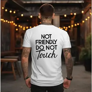 Not Friendly Do Not Touch Print, Men'S Casual Streetwear Hoodies, Comfy And Loose Hooded Pullover Top, Casual Streetwear, Fall OutfitsTechV