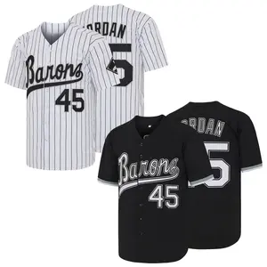 90‘s Barons #45 Baseball Jersey, Lettered Embroidery Retro Party Baseball Clothing，Unisex
