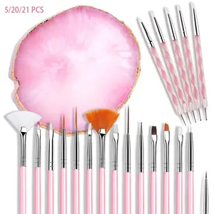 ✨5/20/21-Piece Nail Art DIY Essential Brush Set | Nail Art Tools | Includes Nail Painting Brushes, Double-Ended Dotting Pens, Nail Color Palette | Ideal for Acrylic Nail Detailing, Carving, and Floral Designs | Recommended by Nail Artists