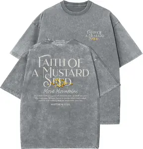 Faith Of A Mustard Seed Unisex Washed T-Shirt, Christian Tshirts, Vintage 90s Graphic Tee, Gift Top Womenswear Cotton Mineral Color