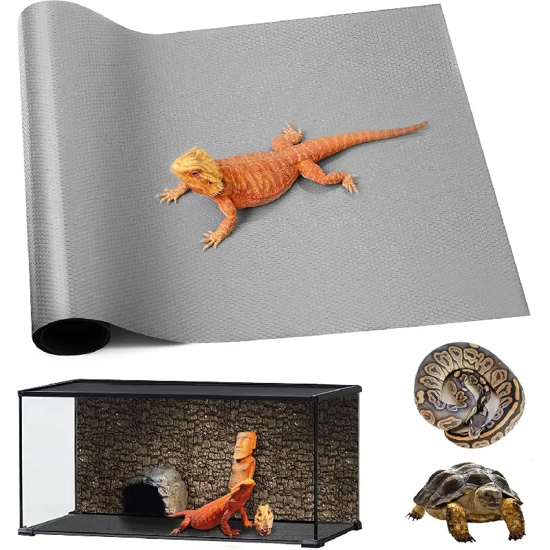 Durable Food-Grade Heat-Absorbing Reptile Substrate Liner Mat 1Pack (17.7"x35.5"), Non-Adhesive Terrarium Tank Bedding Accessory for Bearded Dragon, Chameleon with Joint Injury Prevention for Guinea Pigs, Leopard Geckos, Rabbits
