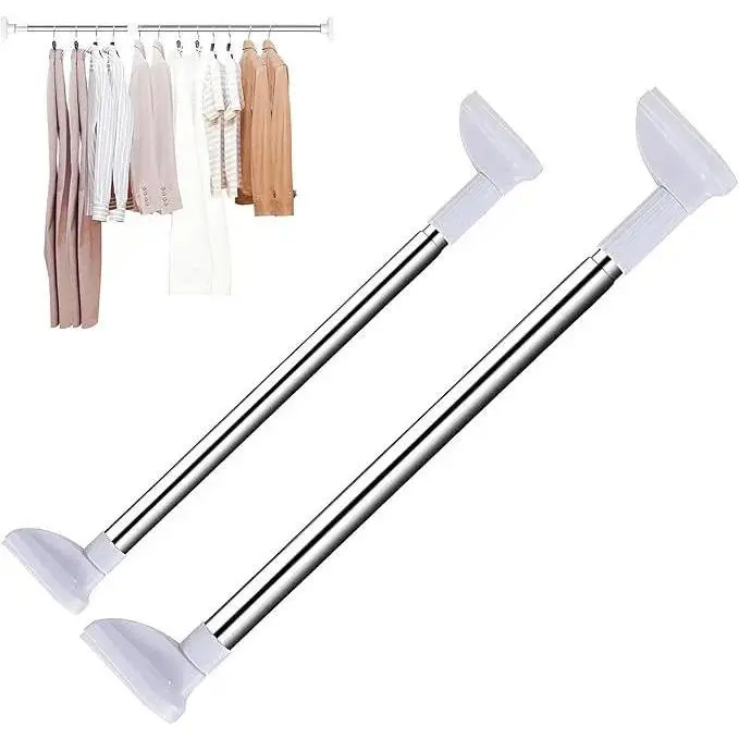 Drill-free Telescopic Tension Rod for hanging Clothes, Adjustable Nonslip Clothing Drying Rod, Stainless Steel Curtain Hanging Rack, Various sizes, easy to install. for Bathroom, Window, Closet, Room Divider