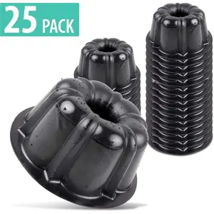 Bakeable Plastic Mini Flan Molds Pan - Baking Pan With Non-Stick Silicone - Reusable Non-Stick baking Mini Flan Molds For Baking and Much More - 25 QTY Pack