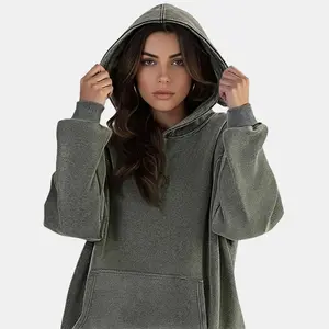 women's Retro Hooded Sweatshirt Pullover Washed Hoodie Sun-Bleached Handmade Suitable For Both Men And Women Made Of Thick Cotton Fabric Features A Worn-Out Hoodie Style - An Appropriate Casual, Warm And Retro Long-Sleeved Top