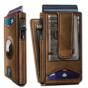 Men's AirTag Wallet with RFID Blocking Metal Case Magnetic Leather Flip Card Holder Slim Front Pocket Pop-up Wallet for Valentine's Day Gift Packaged 1PC bouquets flower,summervibes