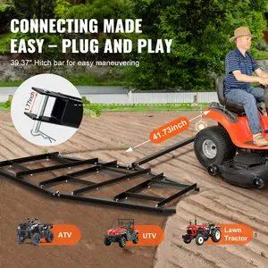 【Summervibes】VEVOR Driveway Drag, 84" Width Tow Behind Drag Harrow, Q235 Steel Driveway Grader with Adjustable Bars, Support up to 50 lbs, Driveway Tractor Harrow for ATVs, UTVs, Garden Lawn Tractors