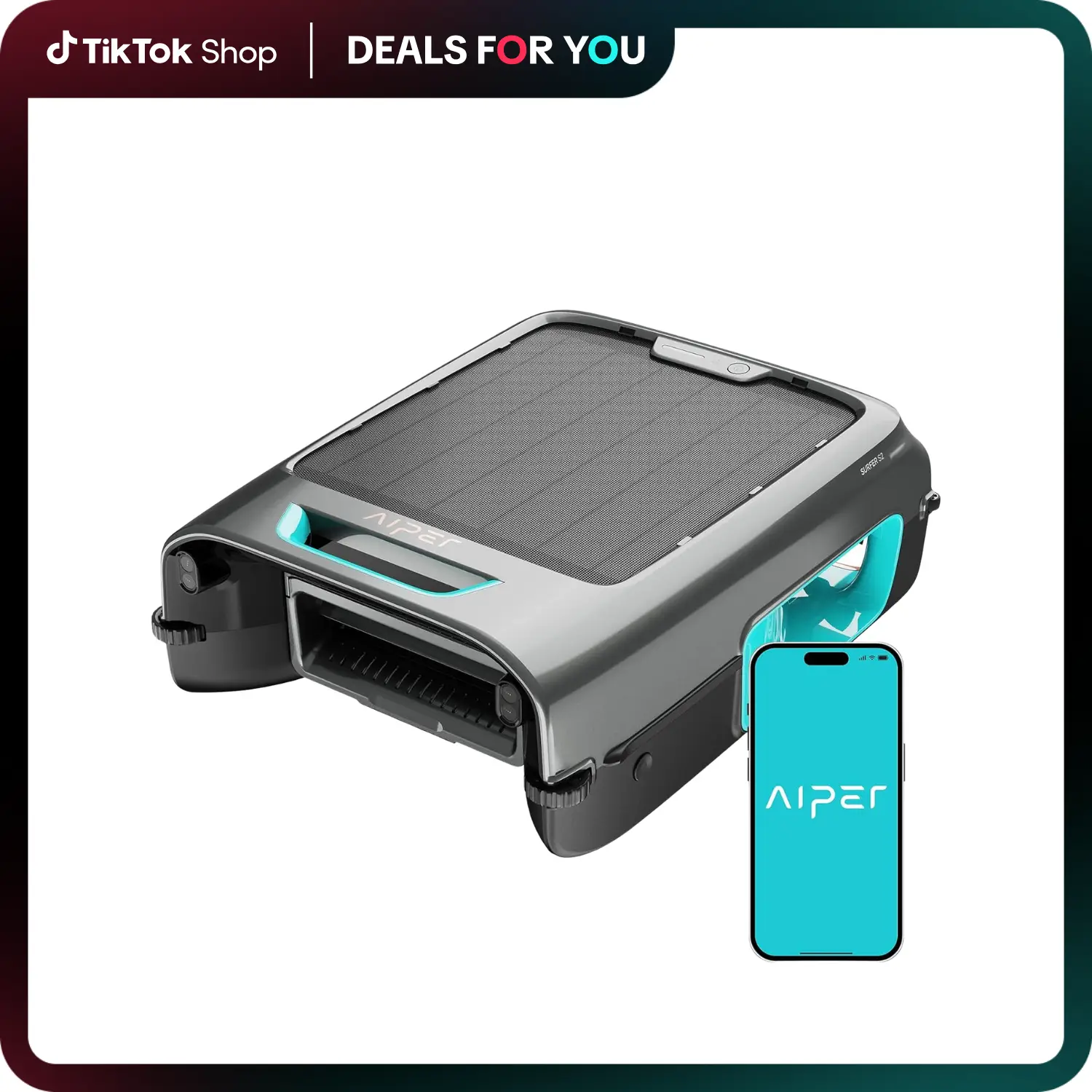 AIPER Surfer S2 Solar Pool Skimmer with APP Support, 24/7 Cleaning, Dual Charging Modes, Smart Obstacle Avoidance, Ideal for All Swimming Pool Types #