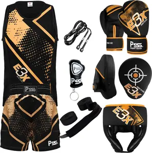 PSS Kids Boxing Set-Boxing Gloves, Uniform, Focus Pad, and Head Guard - Safe, Durable, Lightweight Equipment for Boys/Girls Youth Training, Fitness