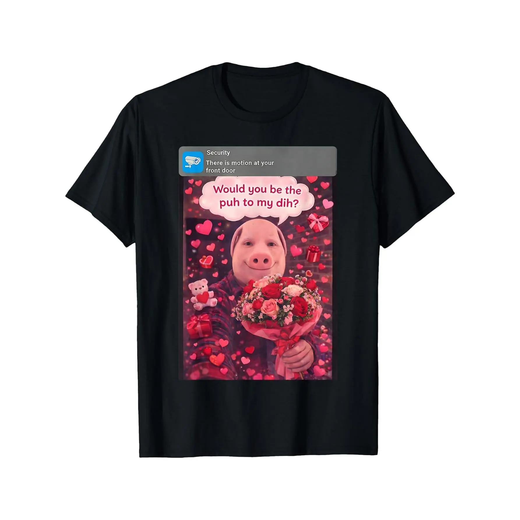 Funny Valentine gen z Humor Pork Couple Meme dihhh puh T-Shirt Cotton Clothing