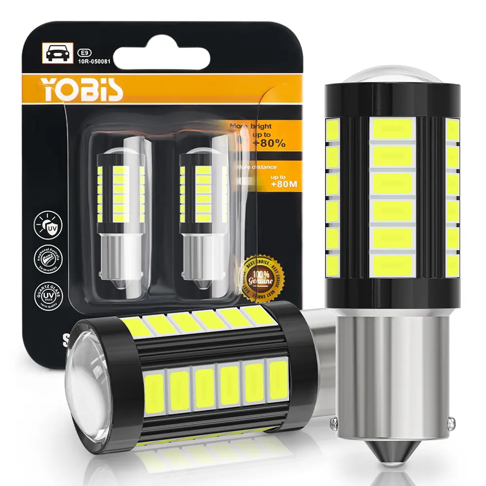 Yobis 2PCS Car LED Lights, New LED Bulbs 1156 1157 7440 7443 Brake Lights, 33SMD Turn Signal & Motorcycle Lights, Car Accessories, Truck Accessories, Reverse Lights/Turn Signal Lights/Brake Lights, Suitable for Cars/Trucks/ATV Vehicle Lights