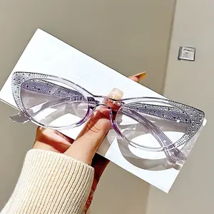 GIGULA Personalized Cat Eye Small Frame Diamond Blue Light Protection Reading Glasses, Reading Eyeglasses, Blue Light Glasses, Fashion Frame, Durable Lens, Book Reader, Digital Device User