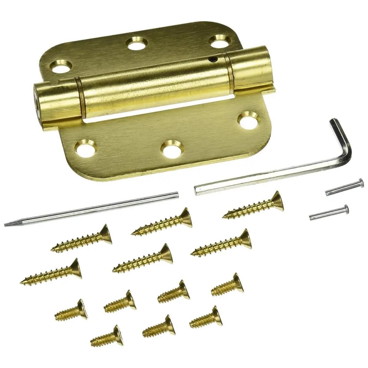212 MAIN Alloy Steel Spring Hinge - 3.5 x 3.5 x 0.62 in., US4 Brass Model, Brushed Finish, Premium Door Hardware with Reliable Support, Default All-Season Alloy Steel Hinges