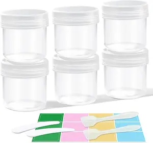Small Travel Containers Plastic Jars with  for , Refillable TSA Approved Travel Size Containers for Lotion Makeup  Toiletries Ointments, PP,  (Clear, 1 oz, 6 count)