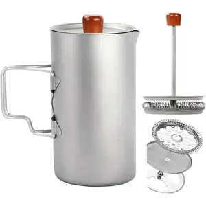 Titanium Coffee French Press Cup Camping Mug Travel Coffee Maker for Backpacking Hiking