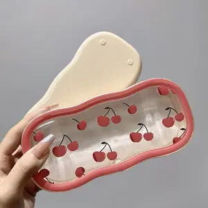 Cherry-Print Magnetic Glasses Case - Durable, Portable & Pressure-Resistant with Transparent Lid, Fashionable Storage for Men & Women - Ideal Cute Holiday Gift, Cute Glasses Case
