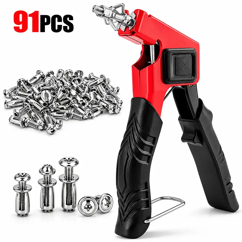 91Pcs Heavy-Duty Carbon Steel Petal Jack Nut Assortment Kit - Hand Tools Hardware with Assorted Sizes M4-M5-M6 Hollow-Wall Metal Anchors, Installation Plier, Fasteners for Drywall, Home DIY Maintenance (for DIY Users)