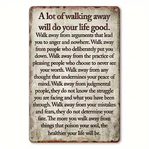 1Pc 12x8 in Aluminium Vintage Quote Wall Art Sign - 2D Flat, Weatherproof, Rust-Proof Metal Plaque with Pre-Drilled Holes for Porch, Home Decor