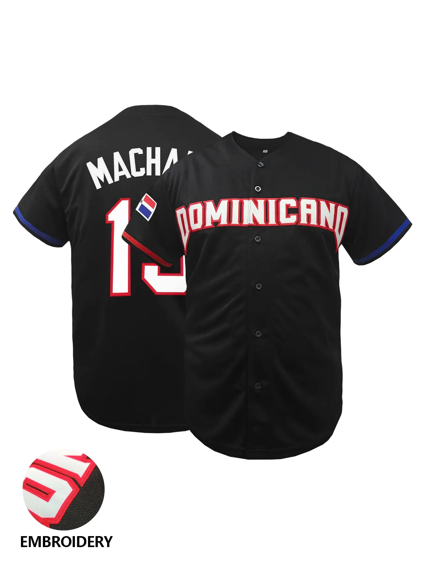 Dominicana #13 Stitched Baseball Jersey, Exquisite embroidered jerseys, Classic Vintage Embroidery Design, Hip Hop Hipster Sportswear Button Down Shirts Sports Uniforms Men Women Stylish Jersey All Seasons Wear Athletic Tops