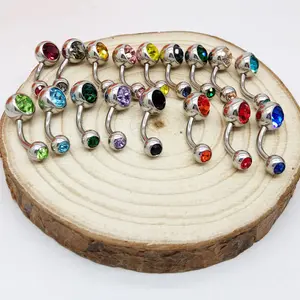 Navel Ring Decor Barbell Belly Ring Short Navel Ornaments Belly Button Bars Tongue Bar Studs Belly Rings Fashion Belly Jewelry Piercing Navel Studs Stainless Steel