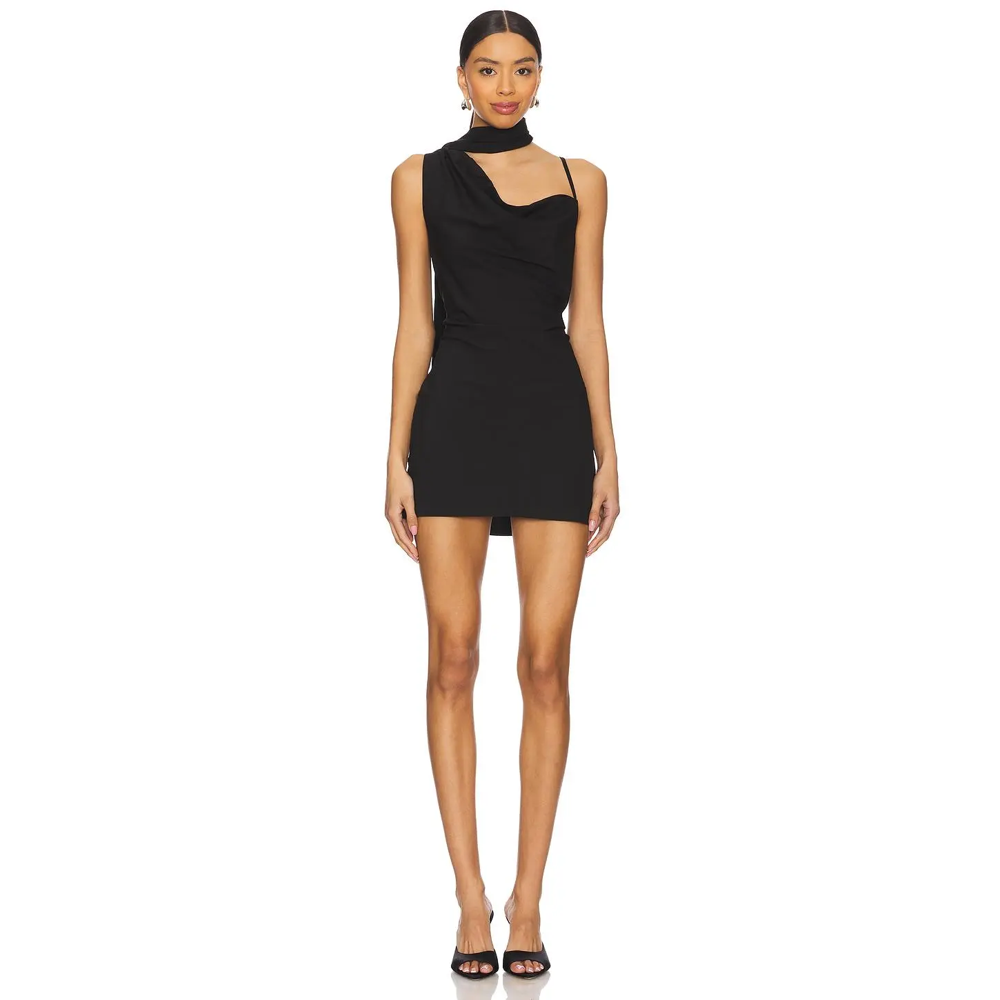 superdown Beatrice Drape Mini Dress in Black