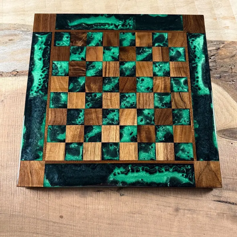 Jungle Black Onyx Walnut Chess Board (INCLUDES PIECES)