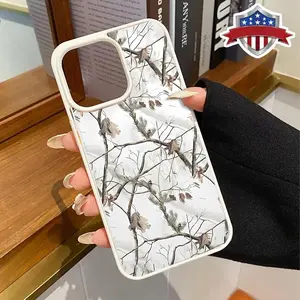 Tree White Camouflage Pattern Magnetic Phone Case Supports Wireless Charging for iPhone 17 15 16 14 Pro Max 13 12 11 AIR XR XS Plus E Shockproof Non Slip Protection Silicone Transparent Acrylic Cover Cellphone Protective