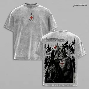 Retro Baldwin IV The Leper King Crusader Holy Army Vintage Washed Graphic Tee Mens Oversized T Shirt Hoodie Sweatshirt Jerusalem Cross Medieval Christian Streetwear Armor Glory Of God Outfit Faith Based Gym Pump Cover Knightcore Y2K Apparel