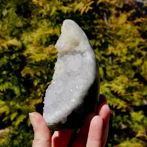 4.5in 380g White Amethyst Yellow Fluorite Crystal Cathedral Cluster, Self Standing, Indonesia