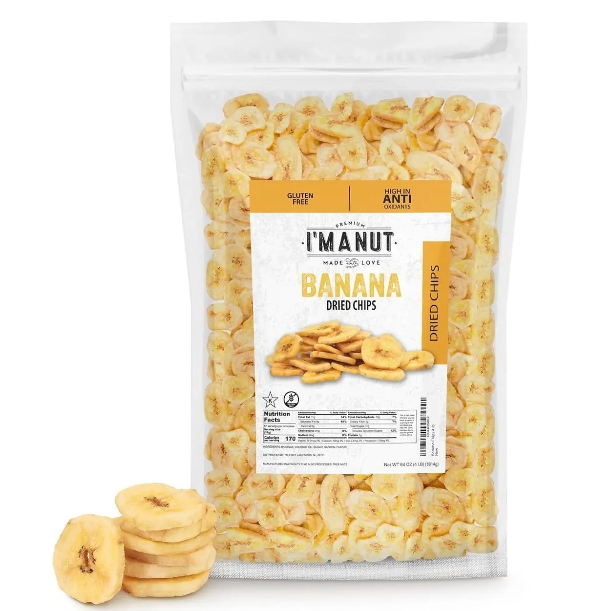 Premium Dried Banana Chips 16oz | Non-GMO, Batch Tested Gluten & Peanut Free | Ethically Sourced for Guilt-Free Snacking | Fresh, Crispy & Sweetened for Delicious Flavor