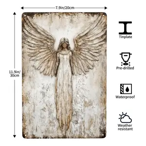 Guardian Angel Metal Wall Art Sign - Vintage Rustic Angel with Outstretched Wings, 8x12inch Aluminum Spiritual Decor Suitable for Home, Office, Classroom