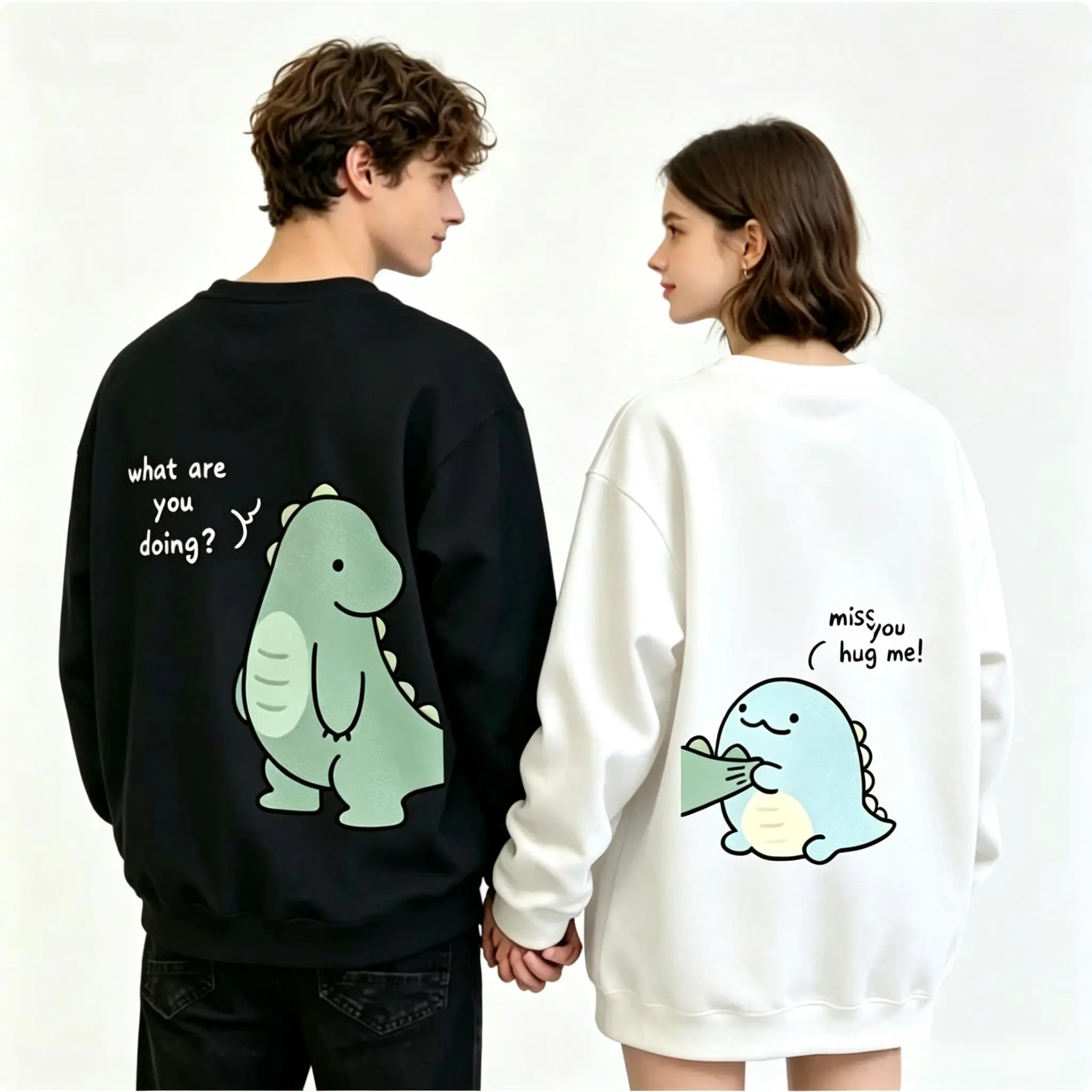 Cute Dinosaur Matching Hoodie for Couples |   Unisex Cozy Cotton Pullover, Soft & Comfortable Streetwear, Casual Fall Winter Couple Gift