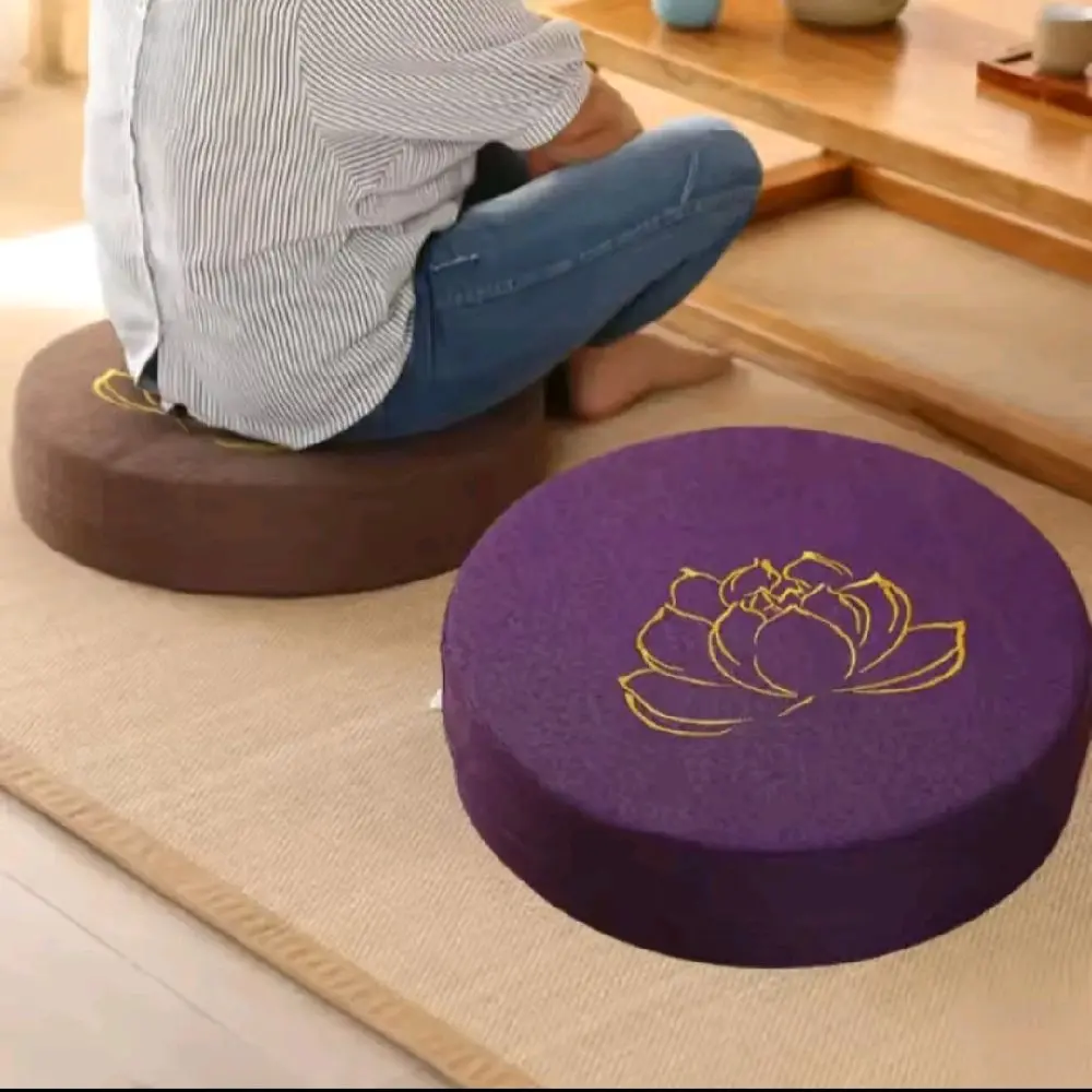 40X6CM Yoga Meditation Linen Cushion Hard Lotus Texture Meditation Cushion Backrest Pillow Tatami Mat Removable Washable for Home