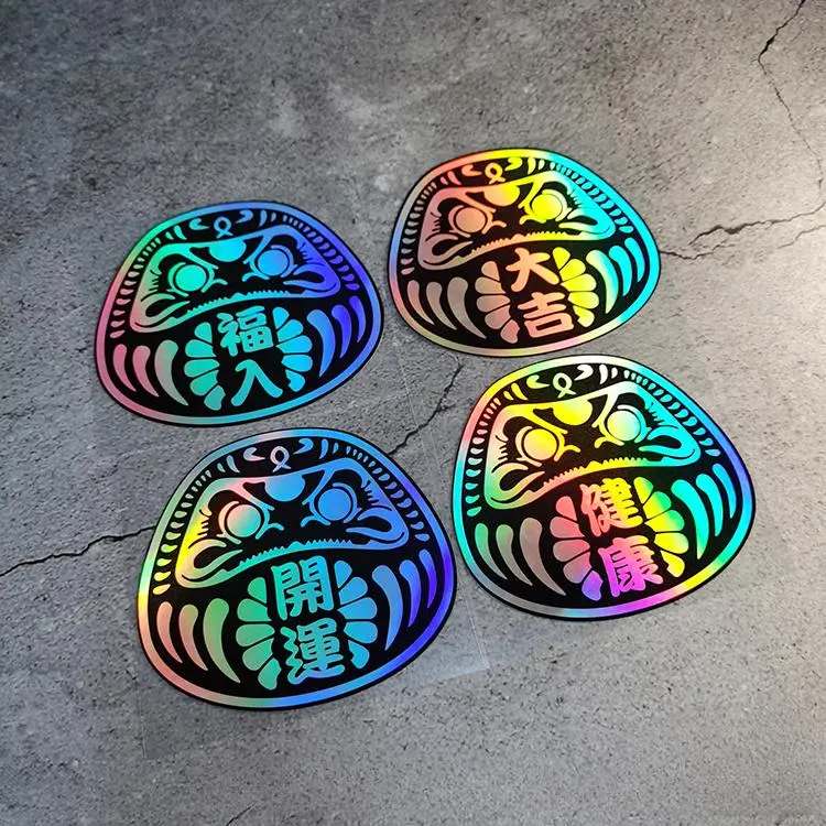 Reflective Laser JDM Car Stickers Window Bumper Body Decoration Scratch Covering Vinyl Decals Motorcycle Fuel Tank Decor