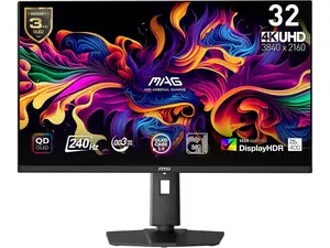 MSI MAG 321UPX QD-OLED 32" 16:9, QD-OLED Gaming Monitor, 240Hz 0.03ms, 3840 x 2160 (UHD), Height Adjustable Arm MSI MAG 321UPX QD-OLED 32" 16:9, QD-OLED Gaming Monitor, 240Hz 0.03ms, 3840 x 2160 (UHD), Height Adjustable Arm