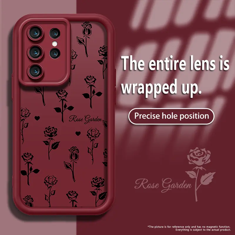 Lucky Elegant Black Flower Phone Case - Premium Protective Cover, Ultra-Thin, Shockproof, Lightweight, Durable Casing, Perfect Fit, No Extra Bulk Phone Protector for Samsung S25/S24/S23 & iPhone 17 Pro Max/16 Pro Max/15 Pro/14/13/12/11 Series Accessories