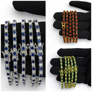 925 Sterling Silver & Gold Plated Orisha Inspired Tennis Bracelet – Orula, Yemaya, Elegua, Ochun – Santeria Yoruba Religious Jewelry – 6.5 Inch Fixed Size | Pulsera Plata 925 Orichas