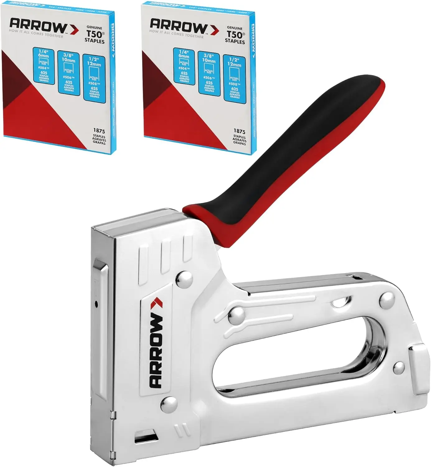 #fathersdaygift Arrow T55BL Staple Gun Kit, Heavy Duty Manual Stapler with 3750 Pieces T50 1/4", 3/8", 1/2" Staples, Soft Rubber Grip, for Upholstery Professional Projects