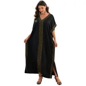 Plus Size Mumu Dresses for Women - Boho Batwing Sleeve Caftan with Side Slits, Long Moo Moo Nightgown & Beach Cover Up Summer Casual Womenswear