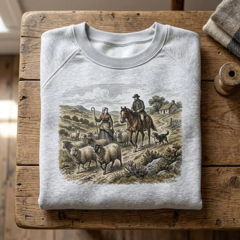Vintage Shirt Highland Cow Sweatshirt Hoodie Graphic Tee Scottish Cattle Retro Countryside Cottagecore Apparel Gift For Farm Lover