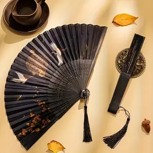 Elegant Retro Japanese Folding Fan-Lightweight Bamboo Fiber Crafted for Dance Performances, Weddings, and Home Decor-Featuring Traditional Swallow Patterns with Japanese Charm-An Ideal Cultural Gift, Wedding Accessory, and Home Decor Item-Combining Retro