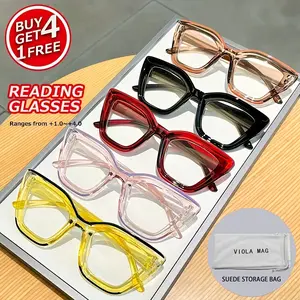 5PCS Cat Eye Reading Glasses with Colorful Candy Color, Reading eyeglasses, Suitable for Decorative Reading Text, Fashionable Frame, High-end Design, Anti-glare Lens