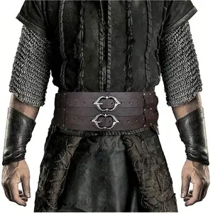 Viking Style Wide Belt, Medieval PU Leather Armor Waistband, Knight Corset Belt, Role Play Halloween Prop Decoration