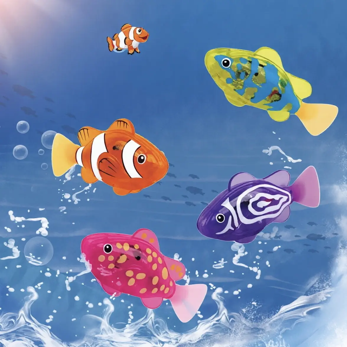 Interactive Water-Activated Electronic Magic Swimming Fish Bathtoy - Glowing LED, Bath & Pool Play, Gift, Home Decor Statue, Interactive Shape Waterscape Decorations & Accessories