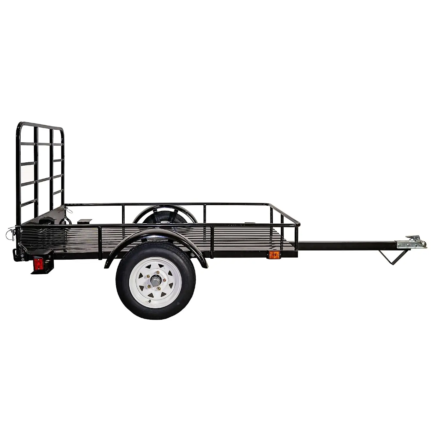 DK2 4 ft. x 6 ft. Single Axle Black UV Powder Coated Open Rail Utility Trailer