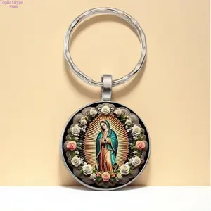 Vintage Virgin Mary Keychain, Pendant Keychain with Graphic Patterns, Cute Accessory for Bags, Backpacks & Car Keys, Fashionable for Women & Men