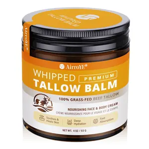 Grass-Fed Whipped Beef Tallow Balm for Skin | Unscented Natural Face Moisturizer & Body Butter Cream | Deep Hydration Healing Skincare for Eczema, Rosacea, Dry & Sensitive Skin | Non-Comedogenic Anti Aging Nourishing Tallow Face Lotion (4 oz)